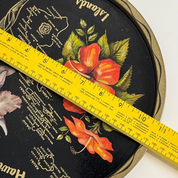 Vintage Hawaiian Islands Travel Souvenir Black Serving Tray Mid-century - Picture 4 of 4